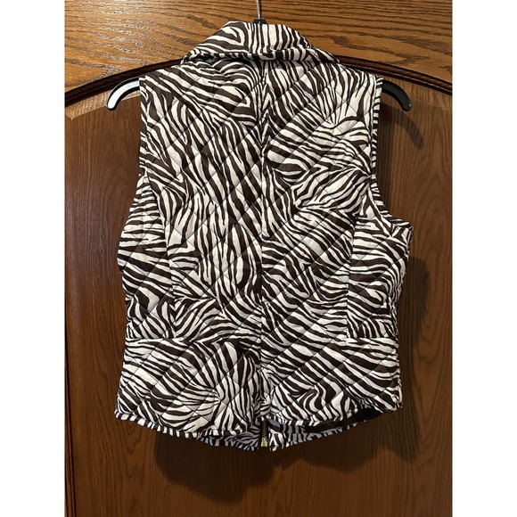 Michael Kors Kendall Chocolate Zebra Print packable vest - Picture 6 of 6